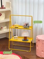 레이지 스페이스 네트 레드 심플 더블 레이어 스토리지 랙 모던 크리에이티브 홈 디스플레이 랙 침실 바닥 디스플레이 랙 - 이미지 2