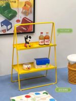 레이지 스페이스 네트 레드 심플 더블 레이어 스토리지 랙 모던 크리에이티브 홈 디스플레이 랙 침실 바닥 디스플레이 랙 - 이미지 3