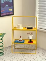 레이지 스페이스 네트 레드 심플 더블 레이어 스토리지 랙 모던 크리에이티브 홈 디스플레이 랙 침실 바닥 디스플레이 랙 - 이미지 4