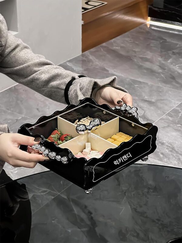 가볍고 고급스러운 밀봉 새해 사탕 상자 말린 과일 접시 거실 커피 테이블 홈 간식 멜론 씨앗과 견과류 디스플레이 접시 과일 접시