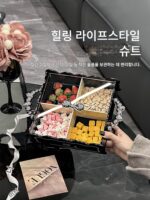 가볍고 고급스러운 밀봉 새해 사탕 상자 말린 과일 접시 거실 커피 테이블 홈 간식 멜론 씨앗과 견과류 디스플레이 접시 과일 접시 - 이미지 3