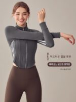 KAYANTY 런닝 탑 가을 겨울 스타일 스탠드업 칼라 스포츠 재킷 여성용 날씬하고 다재다능한 피트니스 의류 긴팔 요가 의류 - 이미지 2