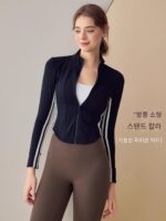 KAYANTY 런닝 탑 가을 겨울 스타일 스탠드업 칼라 스포츠 재킷 여성용 날씬하고 다재다능한 피트니스 의류 긴팔 요가 의류 - 이미지 4