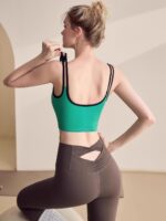 KAYANTY 여성용 원피스 스포츠 브라 충격 방지 필라테스 피트니스 브라 러닝 아름다운 등 요가 조끼 - 이미지 2