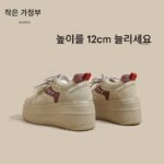 키가 작고 내부 높이가 높은 여성을 위한 정품 가죽 두꺼운 밑창 스포츠화 2025년 봄 새로운 플랫폼 레이스업 캐주얼 스니커즈 - 이미지 3