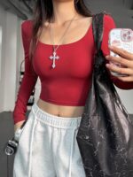 KAYANTY 원피스 오픈백 스포츠 상의 러닝 트레이닝 요가복 슬림핏 캐주얼 피트니스 긴팔 - 이미지 5