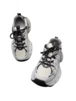 여성용 정품 가죽 두꺼운 밑창 아빠화 2025년 봄 신상품 키높이 메시 레이스업 발 노출 통기성 레트로 스포츠 캐주얼화 - 이미지 5