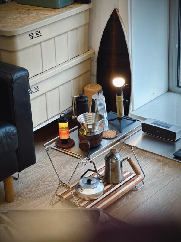 Yanshishan] 일본 TOKYO CRAFTS 스테인리스 스틸 접이식 캠핑 테이블, 다중 조합 랙 포함