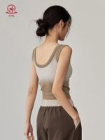 KAYANTY 필라테스 충격방지 트레이닝 속옷 가을 원피스 요가 조끼 러닝 슬리브리스 스포츠웨어 상의