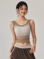 KAYANTY 필라테스 충격방지 트레이닝 속옷 가을 원피스 요가 조끼 러닝 슬리브리스 스포츠웨어 상의 - 이미지 5