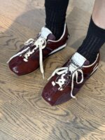 정품 가죽 레트로 말털 줄무늬 Dexun 신발 여성 2025 봄과 가을 새로운 레이스업 캐주얼 신발 스포츠 신발 포레스트 검프 신발 - 이미지 2