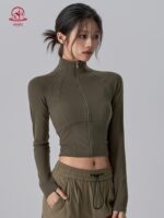 KAYANTY 가을 겨울 스탠드업 칼라 스포츠 재킷 숏 재킷 타이트 슬림 러닝 스포츠 긴팔 요가복 상의