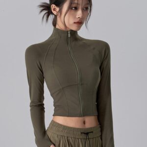 KAYANTY 가을 겨울 스탠드업 칼라 스포츠 재킷 숏 재킷 타이트 슬림 러닝 스포츠 긴팔 요가복 상의