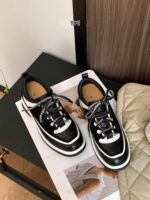 Fan Gege 8CM 키높이 캐주얼 대드 슈즈 여성용 초봄 신상 정품 가죽 블랙 앤 화이트 팬더 컬러 매칭 스포츠화 - 이미지 2