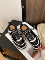 Fan Gege 8CM 키높이 캐주얼 대드 슈즈 여성용 초봄 신상 정품 가죽 블랙 앤 화이트 팬더 컬러 매칭 스포츠화 - 이미지 4