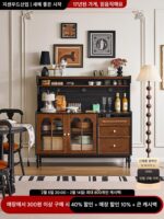 프랑스 중세 스타일 모든 견고한 나무 식탁 사이드보드 거실 미국 소형 아파트 와인 캐비닛 벽면 통합 수납 캐비닛 커피 캐비닛