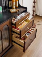 프랑스 중세 스타일 모든 견고한 나무 식탁 사이드보드 거실 미국 소형 아파트 와인 캐비닛 벽면 통합 수납 캐비닛 커피 캐비닛 - 이미지 4