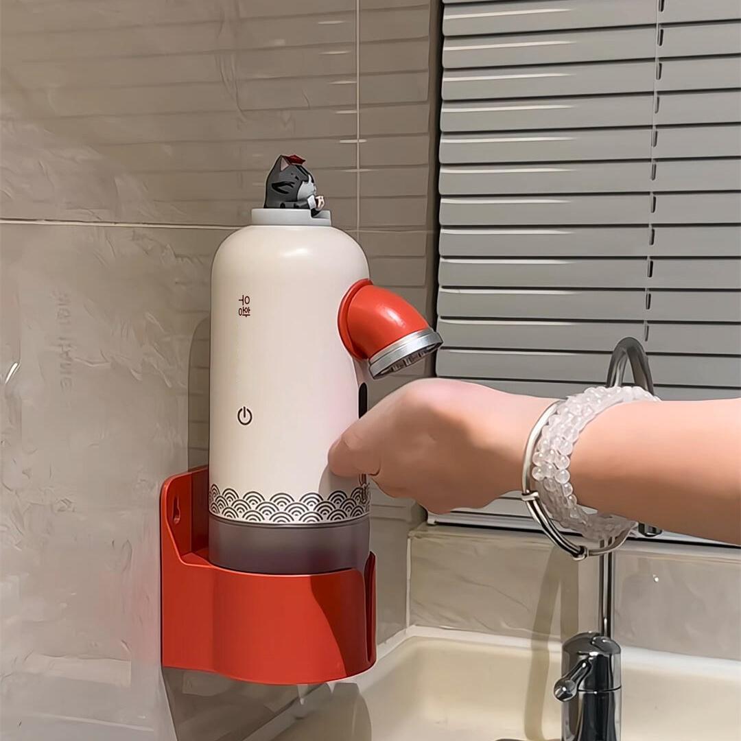 main_872875711025_0-1 귀여운 고양이 손 씻기 거품 기계 자동 유도 거품 기계 홈 지능형 충전 벽걸이 주방 액체 디스펜서 - 이미지 1