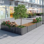 야외 철제 꽃상자 벤치 조합 판매 사무실 휴식 좌석 거리 광장 부식 방지 목재 벤치 그물 유명인 스타일