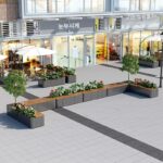 야외 철제 꽃상자 벤치 조합 판매 사무실 휴식 좌석 거리 광장 부식 방지 목재 벤치 그물 유명인 스타일 - 이미지 3