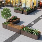 야외 철제 꽃상자 벤치 조합 판매 사무실 휴식 좌석 거리 광장 부식 방지 목재 벤치 그물 유명인 스타일 - 이미지 5