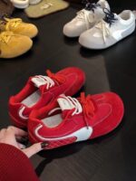 Atmosphere 여성용 독일 트레이닝화 진짜 가죽 봄 신스타일 내부 높이 증가 부드러운 밑창 망고 머리 못생긴 귀여운 캐주얼 스포츠 포레스트 검프화 - 이미지 3