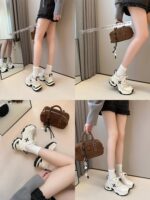 [십자가꽃 강력추천] 삼촌 키 7.5CM 증가 두꺼운 밑창 아빠화 여성 2025 스포츠 캐주얼화 - 이미지 5