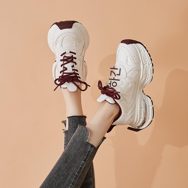 main_875287090489_0-1 여성용 두꺼운 밑창 아빠화 2025년 봄 신스타일 Ankola 레드 핫 스타일 레트로 키높이 소형 캐주얼 스포츠화 - 이미지 1