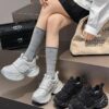 여성용 소형 키 증가 라인스톤 스터드 아빠화 2025년 신작 봄 가을 패션 학생화 하이힐 스포츠 캐주얼화