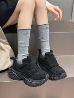 여성용 소형 키 증가 라인스톤 스터드 아빠화 2025년 신작 봄 가을 패션 학생화 하이힐 스포츠 캐주얼화 - 이미지 2