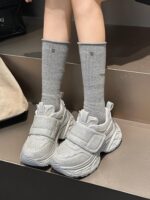 여성용 소형 키 증가 라인스톤 스터드 아빠화 2025년 신작 봄 가을 패션 학생화 하이힐 스포츠 캐주얼화 - 이미지 3