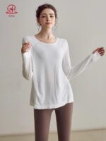 KAYANTY 요가 상의 여성용 루즈 슬림 피트니스 긴팔 라운드넥 티셔츠 프로페셔널 필라테스 스포츠웨어 신제품