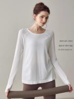 KAYANTY 요가 상의 여성용 루즈 슬림 피트니스 긴팔 라운드넥 티셔츠 프로페셔널 필라테스 스포츠웨어 신제품 - 이미지 2