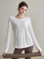 KAYANTY 요가 상의 여성용 루즈 슬림 피트니스 긴팔 라운드넥 티셔츠 프로페셔널 필라테스 스포츠웨어 신제품 - 이미지 5