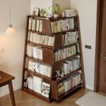 견고한 목재 코너 책장 바닥형 랙 코너 벽면 책 다층 수납 랙 어린이 그림책 랙 디스플레이 랙 - 이미지 2