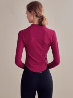 KAYANTY 가을과 겨울 스트레치 스포츠 재킷 러닝 피트니스 상의 긴팔 스탠드 칼라 지퍼 요가복 여성용 - 이미지 4