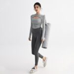 KAYANTY 여성용 스포츠 상의, 가슴 패드 포함, 속건성 섹시 홀로우 필라테스 피트니스 의류, 긴팔 요가 의류 - 이미지 4