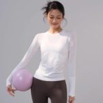 [빅토리아] 속건성 통기성 요가 타이츠 슬리밍 스포츠 긴팔 러닝 피트니스 의류 여성용 - 이미지 4