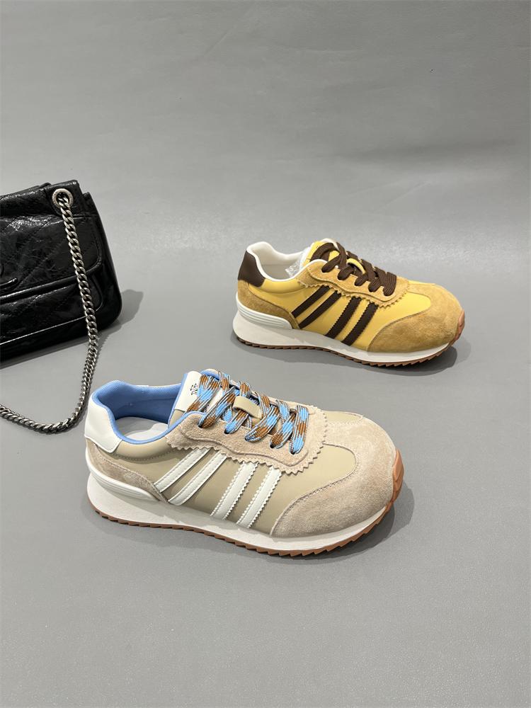 main_876622029393_0-1 매트 가죽 레트로 Dexun 여성용 슈즈 2025년 봄 신상 컬러 매칭 가볍고 두꺼운 밑창 캐주얼 스포츠 슈즈 Forrest Gump 슈즈 - 이미지 1