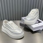 유럽 ​​정품 가죽 두꺼운 밑창 흰색 신발 여성 2025 봄 새로운 스타일 키 큰 캐주얼 스포츠 신발 다용도 플랫폼 신발 트렌디 신발 - 이미지 2