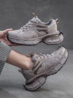 영국 [디자이너] 새로운 키높이 메쉬 통기성 두꺼운 밑창 아빠 신발 다재다능한 캐주얼 스포츠 패션 여성화 - 이미지 3