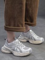 영국 [디자이너] 새로운 키높이 메쉬 통기성 두꺼운 밑창 아빠 신발 다재다능한 캐주얼 스포츠 패션 여성화 - 이미지 4