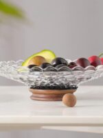 새로운 중국 호두 말린 과일 상자 칸막이는 고급 차 과일 접시 크리스탈 유리 덮개 원형 선물 상자 나무를 쌓을 수 있습니다 - 이미지 3