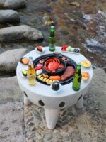 TREK Trek 야외 안뜰 스토브 차 끓이는 세트 가정용 난방 바베큐 그릴 스토브 테이블 전기 탄소 이중 용도 - 이미지 5