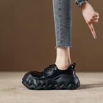 두꺼운 밑창 큰 머리 빨간색 녹는 작은 가죽 신발 여성 2025 봄 새로운 스타일 삐죽삐죽 입술 못생긴 귀여운 로퍼 캐주얼 신발 - 이미지 4