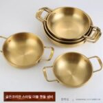 골든 더블 이어 한국식 신라면 냄비 특대 두께 스테인리스 스틸 해산물 군용 냄비 레스토랑 상업용 크리에이티브 더블 이어 소형 냄비