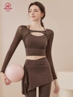 KAYANTY 요가복 여성 가을 ​​겨울 긴팔 슬림 스포츠 상의 풀라 고급 피트니스복 슈트