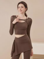 KAYANTY 요가복 여성 가을 ​​겨울 긴팔 슬림 스포츠 상의 풀라 고급 피트니스복 슈트 - 이미지 2