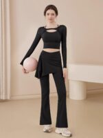 KAYANTY 요가복 여성 가을 ​​겨울 긴팔 슬림 스포츠 상의 풀라 고급 피트니스복 슈트 - 이미지 4