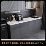 [홍콩 무료 배송] 싱크대 워크벤치 통합 캐비닛 주방 티룸 홈 암반 절단이 있는 맞춤형 물 바